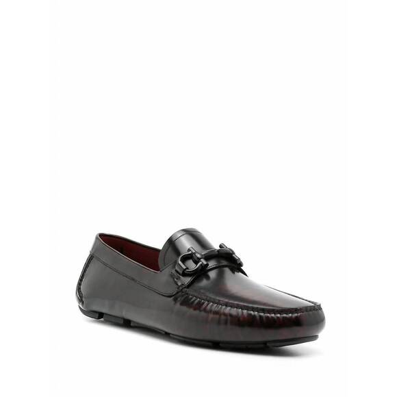NEW SALVATORE FERRAGAMO men\'s leather penny loafer in red/black